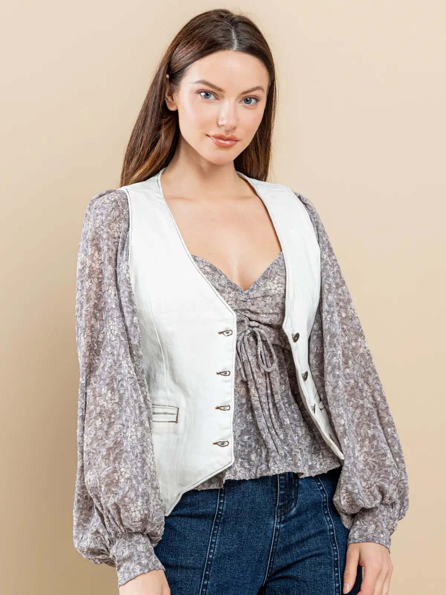 White Structured Denim Vest – Copper & Lace Western Boutique